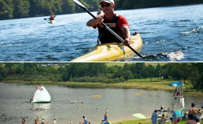 Kayaken aan het meer van Bütgenbach