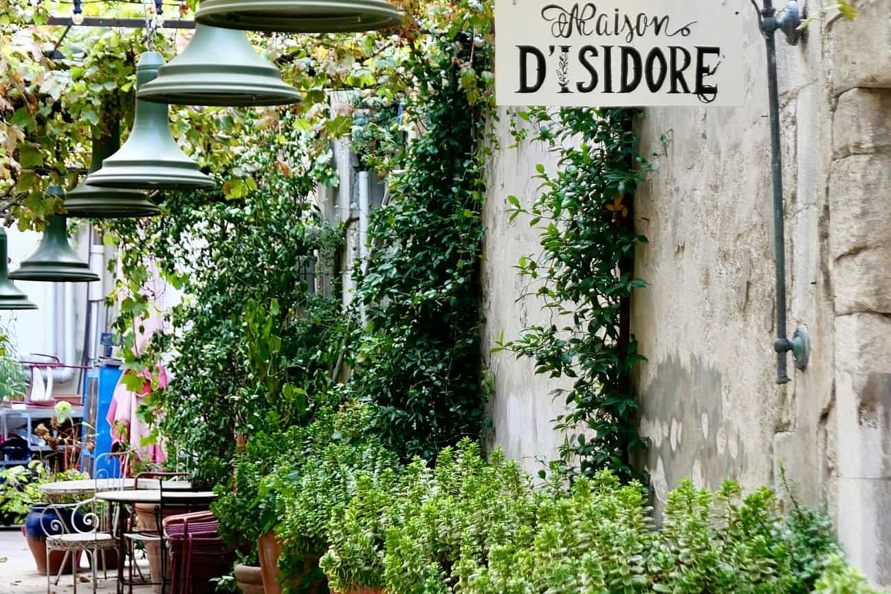 Gasse in Les Baux-de-Provence, überdacht mit grünen Ranken – mediterranes Flair in der historischen Altstadt
